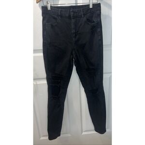 American Eagle Next Level Stretch High Rise Jegging Size 10‎ Black Distressed